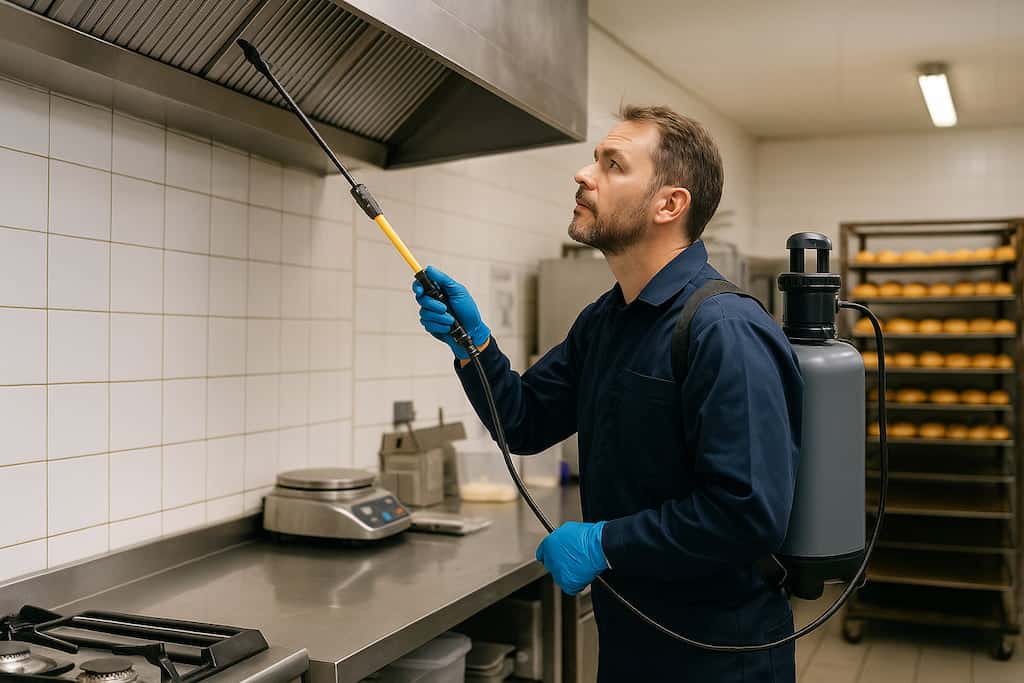 La importancia del control de plagas en la industria alimentaria 2 control-de-plagas-barcelona-tecnico-tratando-obrador
